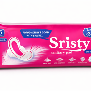Sristy Sanitary Pad - 6 Pads, 250mm XL, Extra Soft, Ultra Absorbent, Breathable, Anti-Leakage